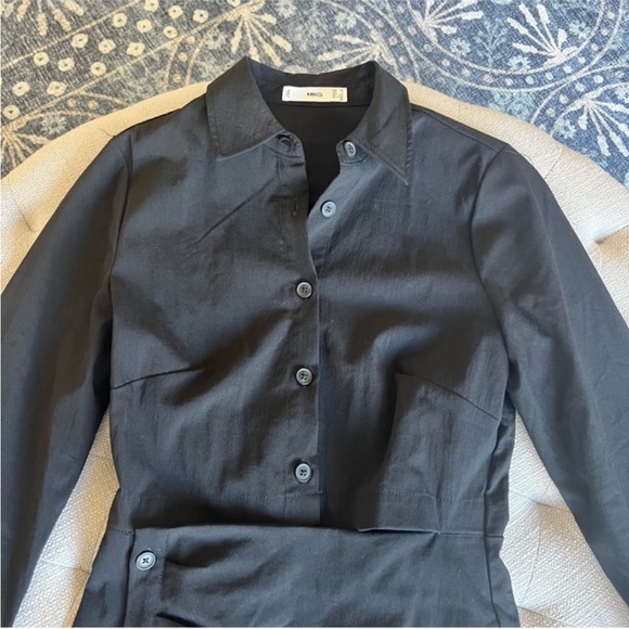 Mango MNG - NWOT black cutout button front mini shirt dress - Picture 3 of 13